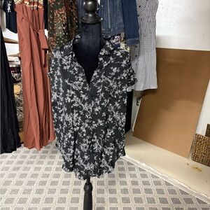 Torrid Black and White Floral Blouse